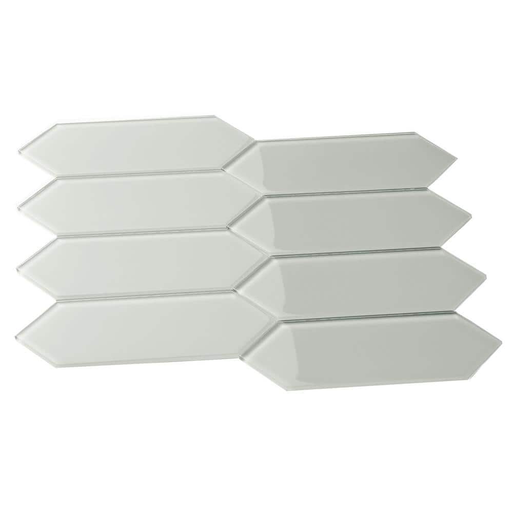 Picket Hexagon Glass Subway 3 in. x 9 in. x 6 mm Wall Tile - Light Gray (5 Piece, 5.8 sq. ft.) price history on PriceWatchPro