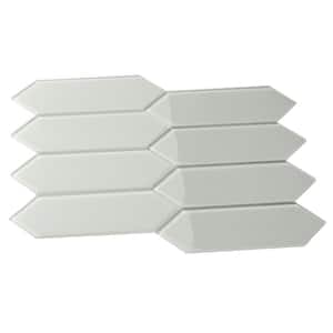 Picket Hexagon Glass Subway 3 in. x 9 in. x 6 mm Wall Tile – Light Gray (5 Piece, 5.8 sq. ft.)