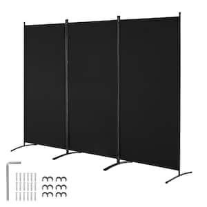 3-Panel Room Divider, Folding Privacy Screen for Room Separation, Freestanding for Office, Bedroom Polywire Black