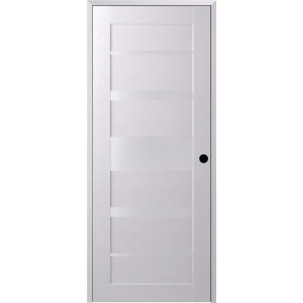 Belldinni Kina 32 in. x 80 in. Left-Hand 5-Lite Frosted Glass Solid ...