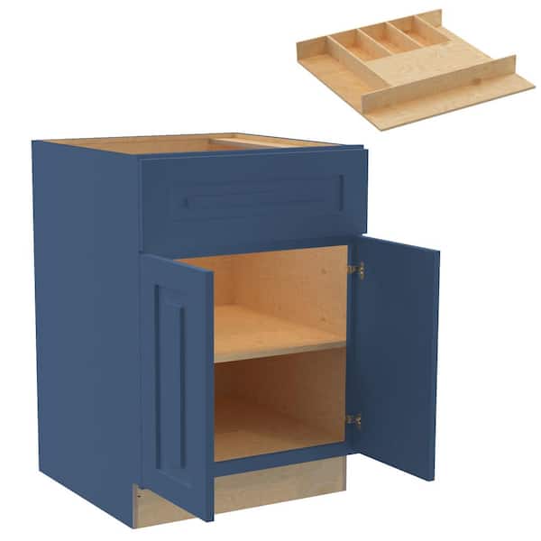 Home Decorators Collection Grayson 24 in. W x 24 in. D x 34.5 in. H Assembled Plywood Base Kitchen Cabinet in Mythic Blue with Cutlery Soft Close