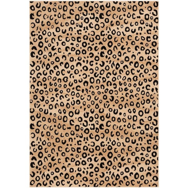 Dulcet Leopard Black 3 ft. x 4 ft. Modern Animal Print Area Rug