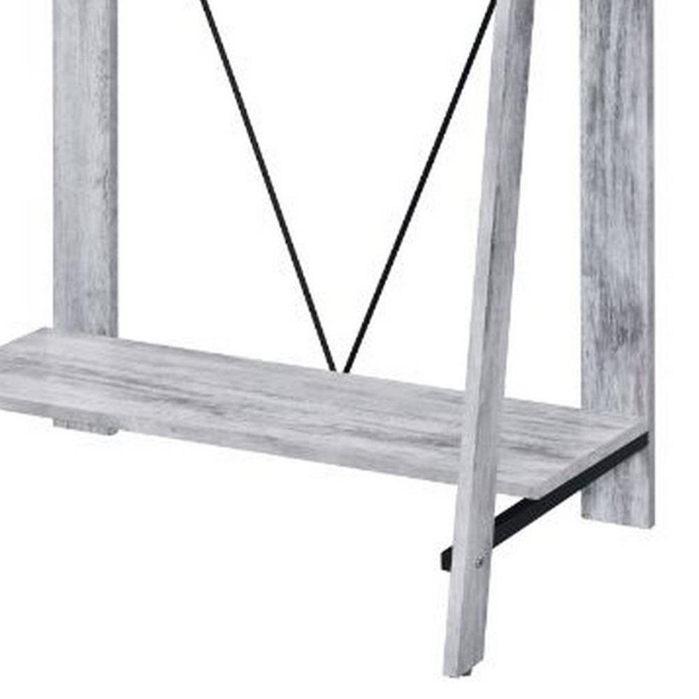 Antique White and Black Adjustable Writing Desk with USB Port and Hutch