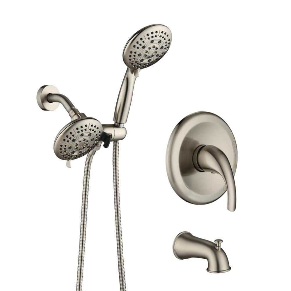 Single Handle 6 -Spray Tub and Shower Faucet 1.8 GPM with Tup Spout in Brus