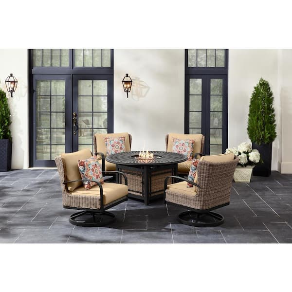 Home Decorators Collection Hazelhurst 5, Outdoor Patio Set With Fire Pit Table