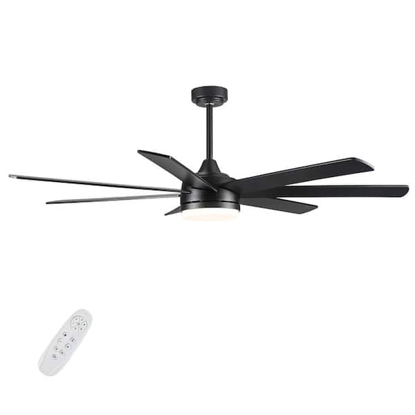 Keazile 72 in. Indoor Black Ceiling Fan with Dimmable LED Light and Remote Control