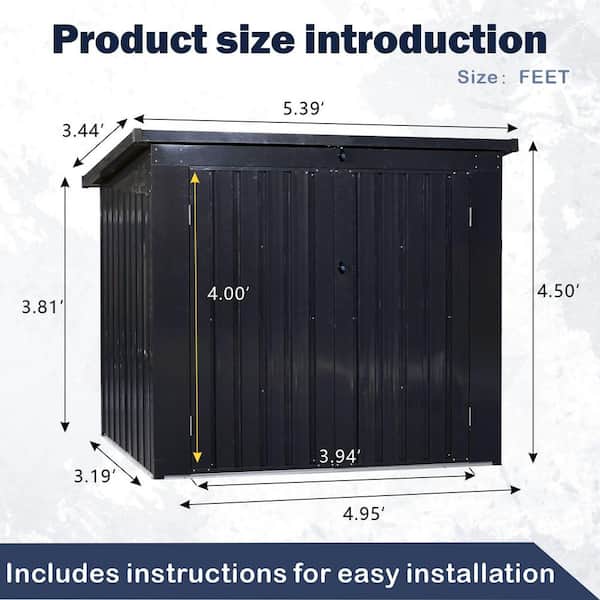 IMAGACFUN Outdoor Garbage Can Storage Shed 5 ft. W x 4.5 ft. D