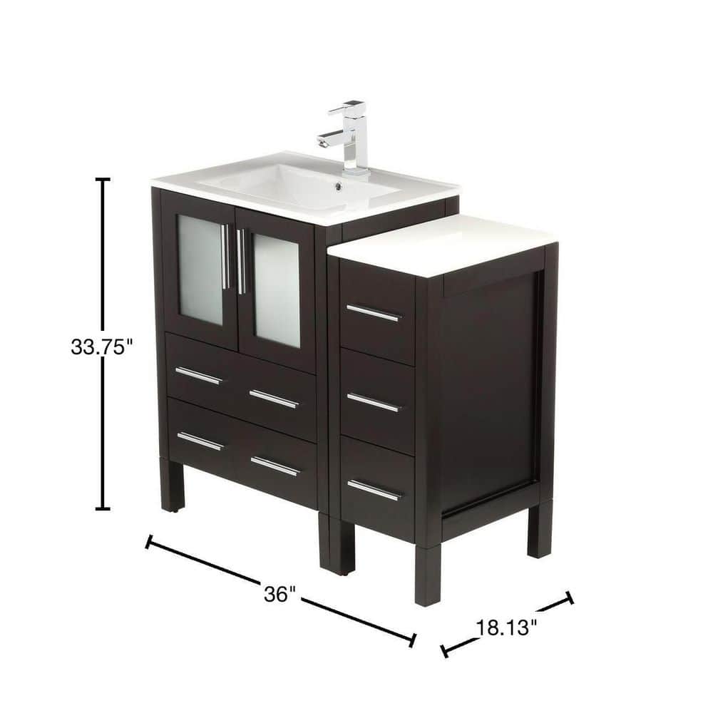 Espresso 36" Modern Bathroom Vanity Set with Mirror