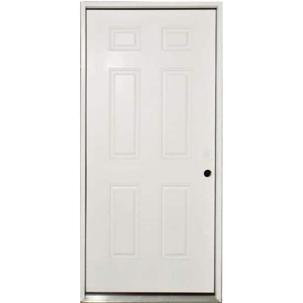 Steves & Sons 36 in. x 80 in. Element Series 6-Panel White Primed Steel Prehung Front Door