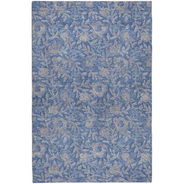Dream Shag Premium Machine Washable Abstract ADS771 Denim 5 ft. x 7 ft. 6 in. Area Rug