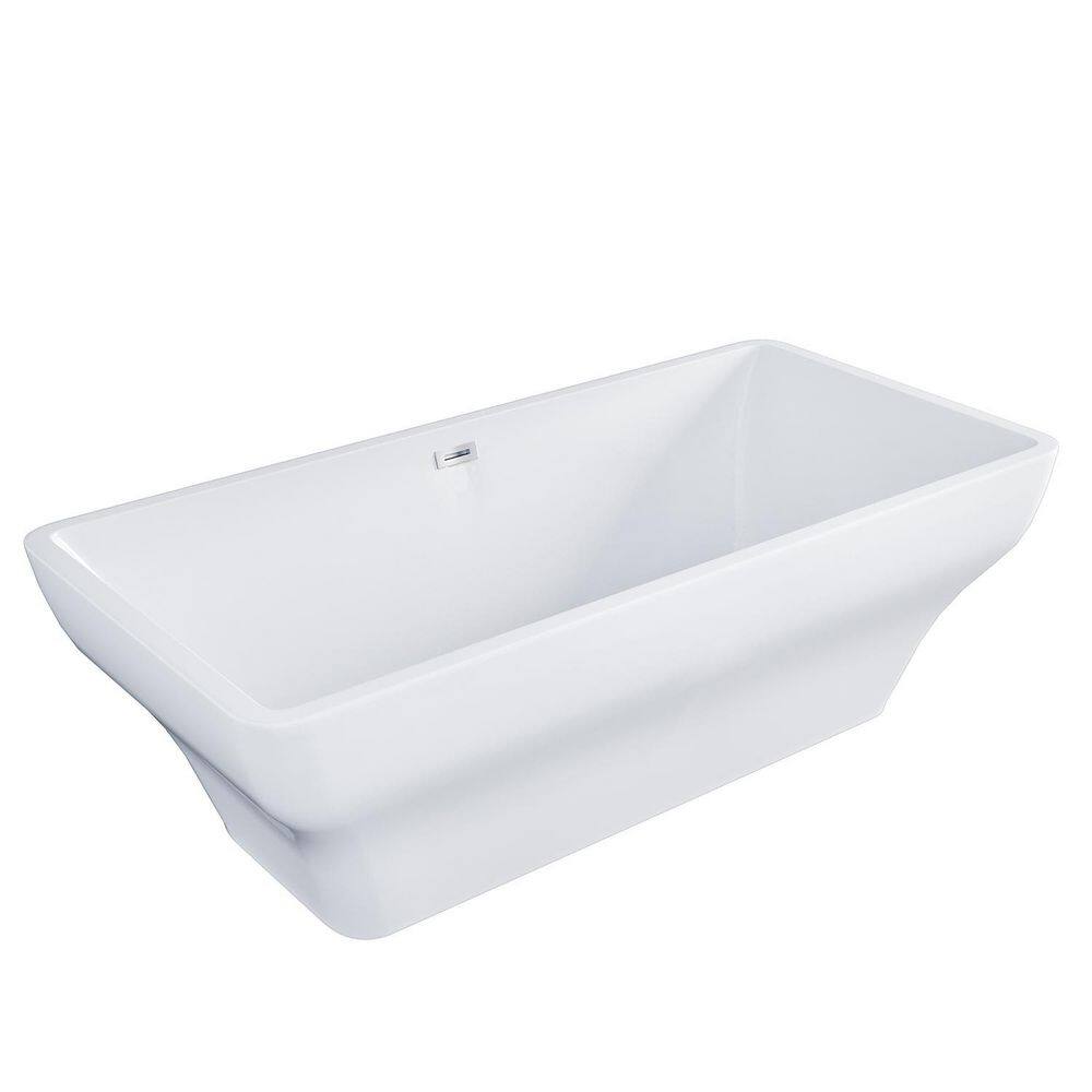59'' White Acrylic Freestanding Soaking Bathtub