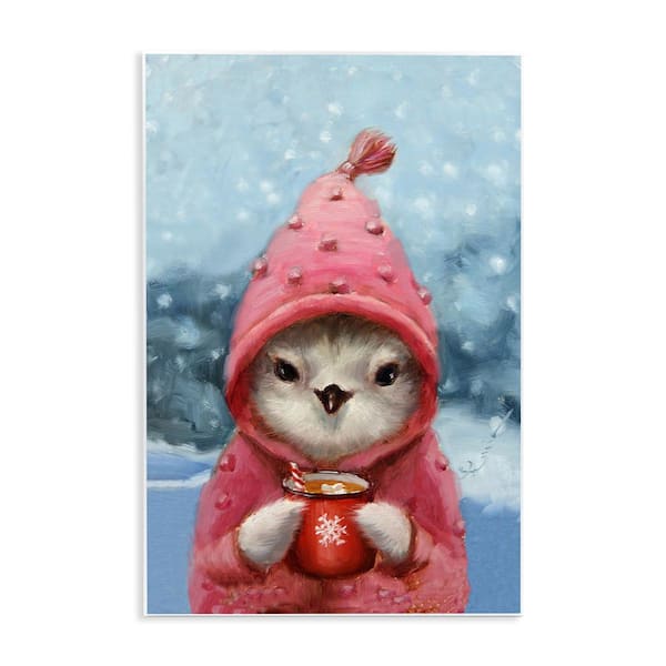 Stupell Industries Bird with Winter Cocoa by Lucia Heffernan 1-Piece Unframed Graphic Print Animal Poster Art Print 19 in. x 13 in.