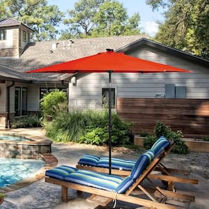 9 ft. Market Patio Umbrella in Orange with Solar Lights and 40 lbs. Steel Umbrella Stand