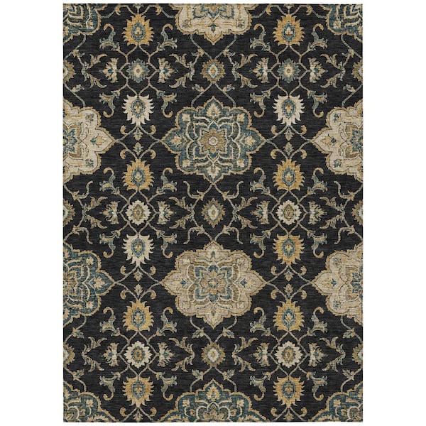 Chantille Machine Washable Indoor/Outdoor Abstract ACN3077 Black 10 ft. x 14 ft. Area Rug