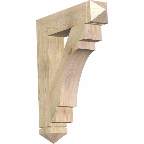 Ekena Millwork 6 in. x 38 in. x 30 in. Douglas Fir Merced Arts and Crafts Rough Sawn Bracket