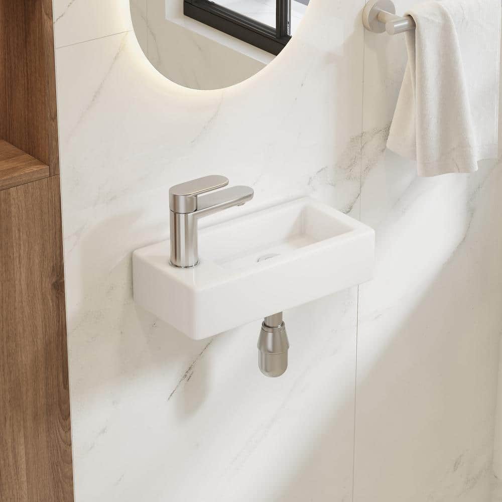 Turner 14" x 7" White Ceramic Rectangular Wall-Mount Bathroom Sink