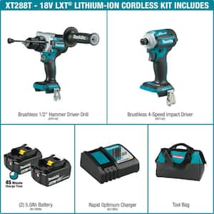 18V LXT Lithium-Ion Brushless Cordless Combo Kit 5.0 Ah (2-Piece) with bonus 18V LXT Lithium-Ion Battery Pack 5.0Ah