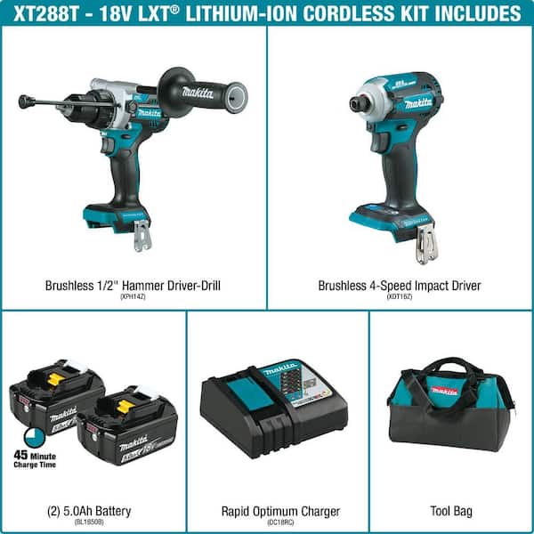 18V LXT Brushless Cordless Combo Kit 5.0 Ah (2-Pc) with bonus 18V LXT Sub-Compact Brushless StarlockMax Multi-Tool