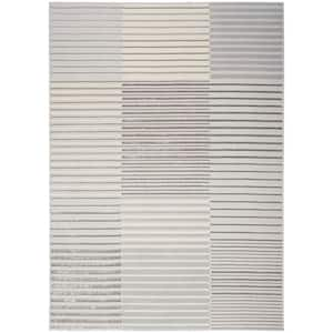 Brushstrokes Silver Grey 5 ft. x 7 ft. Abstract Contemporary Area Rug