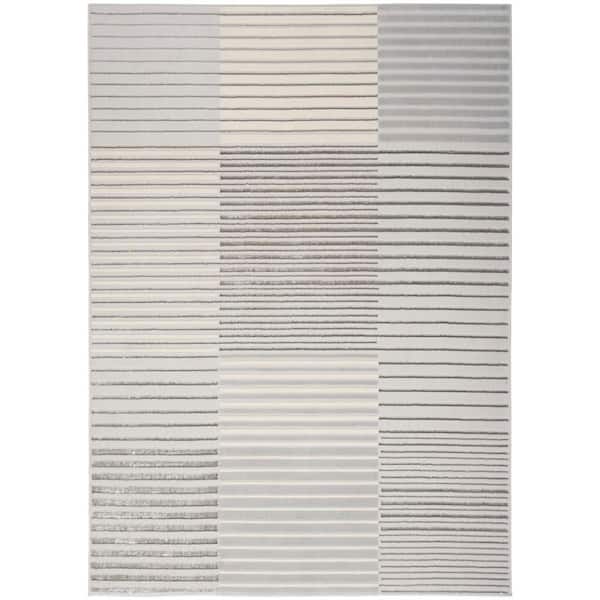 Brushstrokes Silver Grey 5 ft. x 7 ft. Abstract Contemporary Area Rug