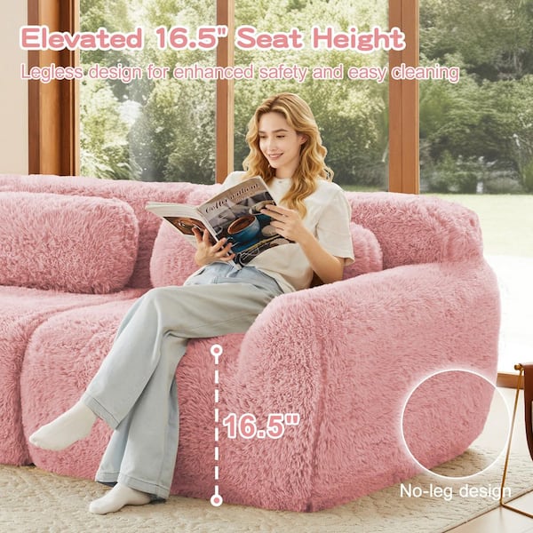 ベッド・クッション・ハウス MYZOOSpace PlanWOOD SERIES Homy Casa 149 in. Pillow Top Arm 6-Piece Plush Microfiber Modular