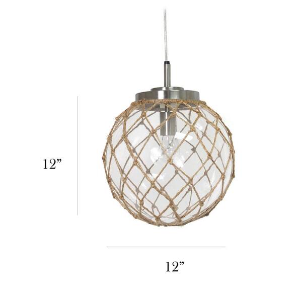 Elegant Designs 1 Light Buoy Netted Clear Brushed Nickel Coastal Ocean Sea Glass Pendant Pt1003 Clr The Home Depot Elegant Designs 1 Light Buoy Netted, Coastal Light Fixtures