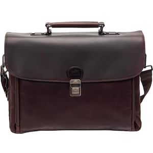 Buffalo Brown Double Compartment Briefcase for 15.6 in. Laptop/Tablet