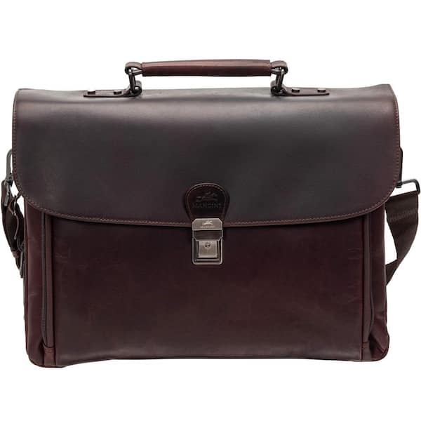 MANCINI Buffalo Brown Double Compartment Briefcase for 15.6 in. Laptop/Tablet