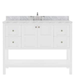Winterfell 48 in. W x 22 in. D x 36 in. H Single Sink Bath Vanity in White with Marble Top