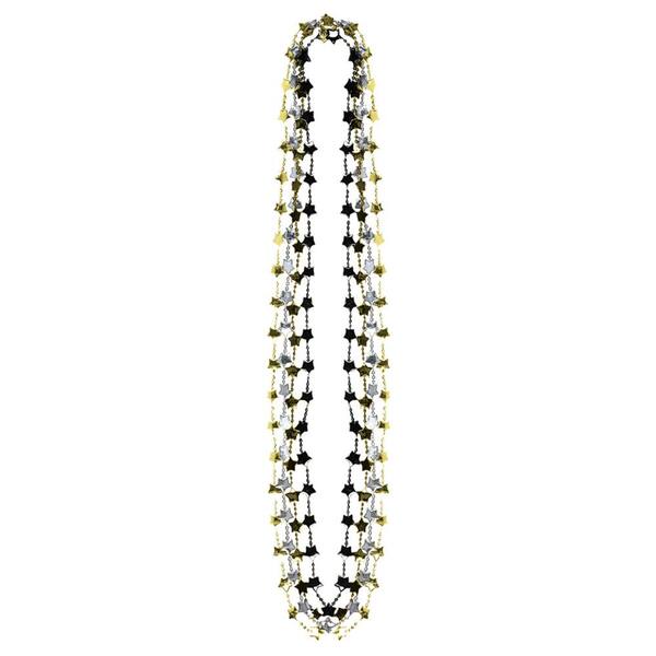 Amscan New Year's 42 in. Black, Silver and Gold Star Shaped Necklace (4-Count, 7-Pack)