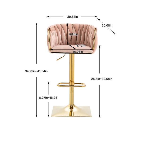 GOJANE 30.31 in. Pink Backless Metal Counter Height Bar Stools