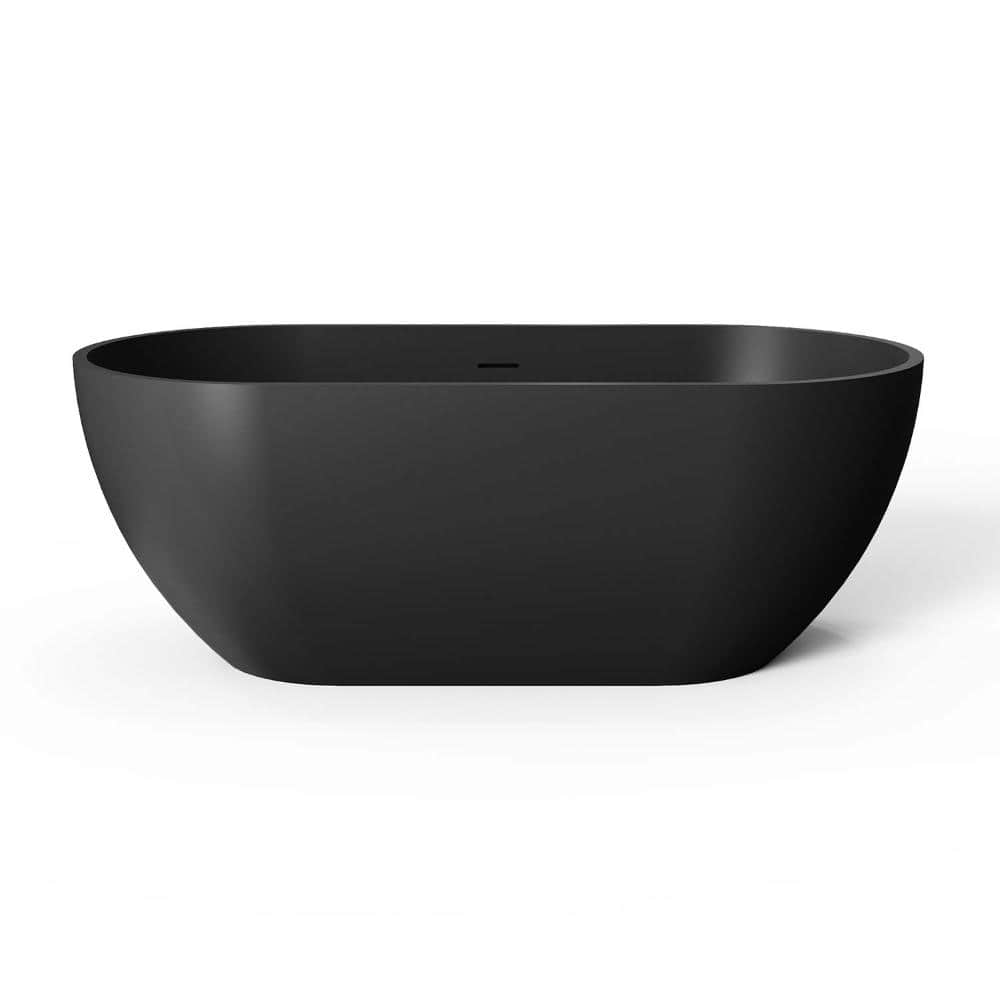 59 in. x 29.5 in. Matte Black Solid Surface Freestanding Soaking Bathtub with Superior Heat Retention,Easy-Clean Surface price history on PriceWatchPro