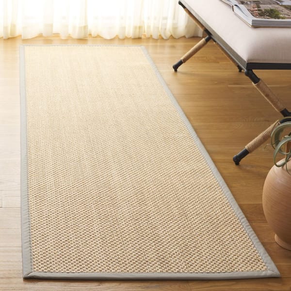 Natural Fiber 3 ft. x 8 ft. Maize/Beige Solid Color Runner Rug