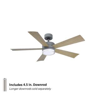 Wynd 52 in. Smart Indoor/Outdoor 5-Blade Ceiling Fan Graphite Weathered Gray with 3000K LED and Remote Control