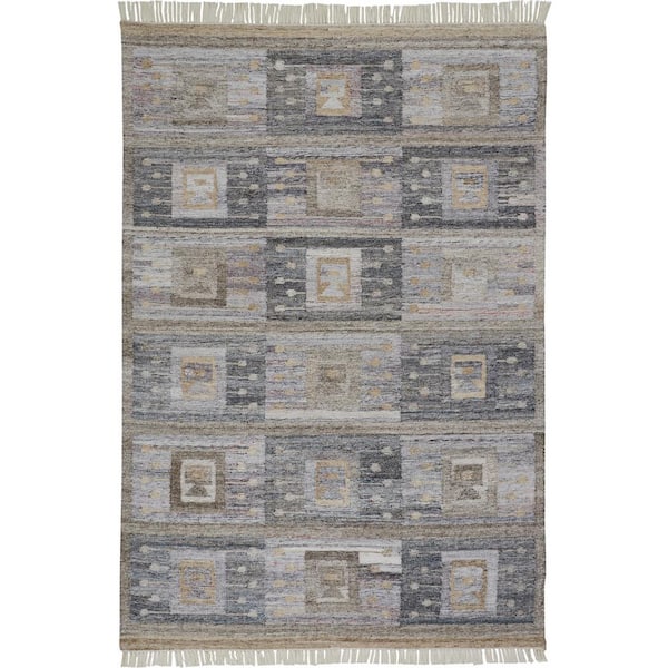 HomeRoots Gray Geometric 10 ft. x 13 ft. Area Rug