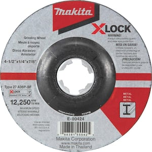 X-LOCK 4-1/2 in. x 1/4 in. x 7/8 in. 36-Grit Type 27 General Purpose Abrasive Grinding Wheel for Metal Grinding