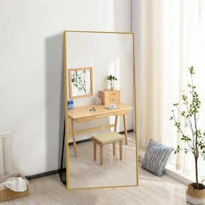 22 in. W x 65 in. H Rectangle Gold Alloy Framed Full Length Wall-Mounted Standing Mirror
