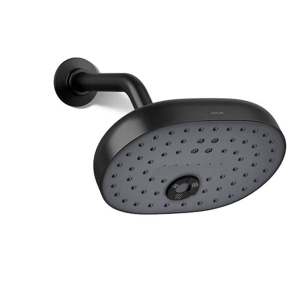 KOHLER Statement 3-Spray Patterns with 1.75 GPM 8 in. Wall Mount Fixed Shower Head in Matte Black