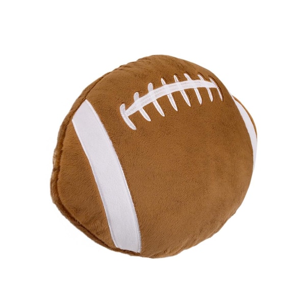 LITTLE LOVE BY NOJO Sports Brown and White Football with Embroidery 11 in. x 15 in. Decorative Pillow