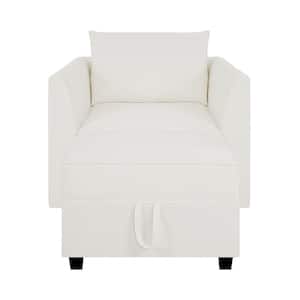 56.1 in Modern Straight Arm Accent Chair with Ottoman Chaise for Living Room for Sectional Sofa - White Down Linen