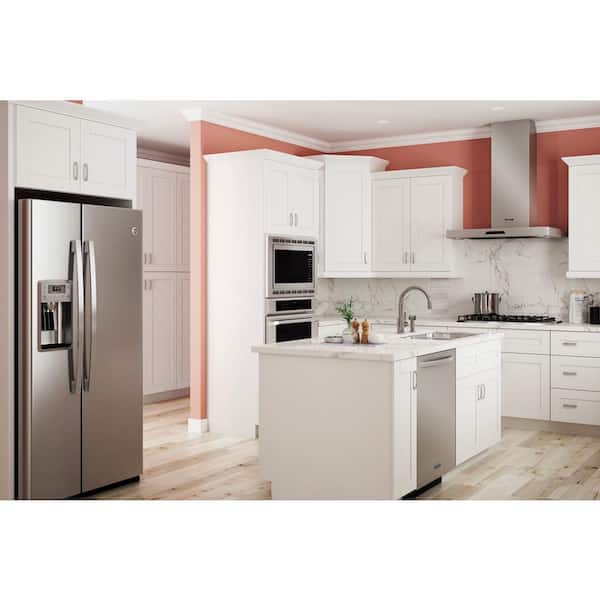 Shaker Ready To Assemble 33 in. W x 90 in. H x 24 in. D Plywood Single Oven Kitchen Cabinet in Denver White