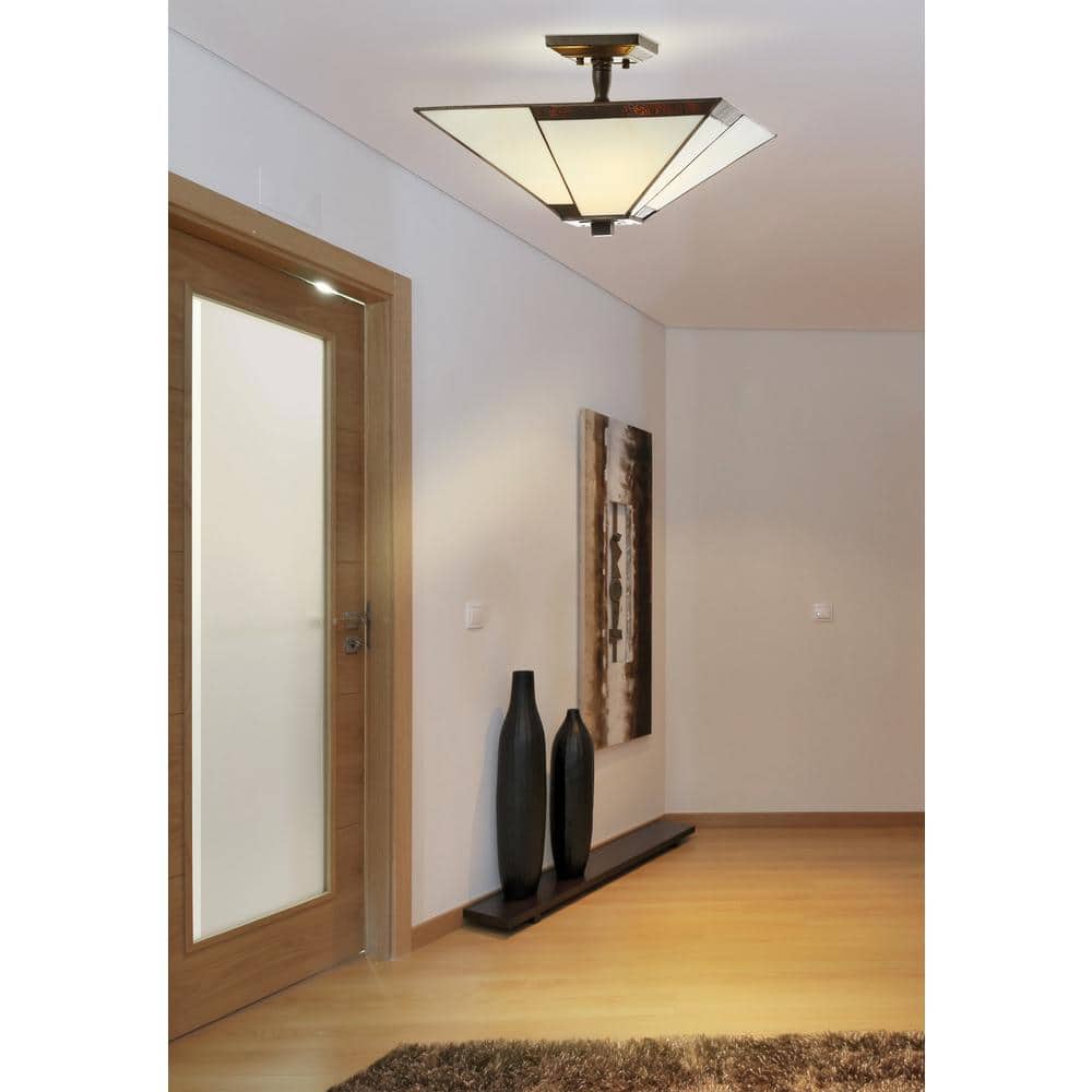 Julian 15.75" Ivory and Black Artisanal Glass LED Flush Mount