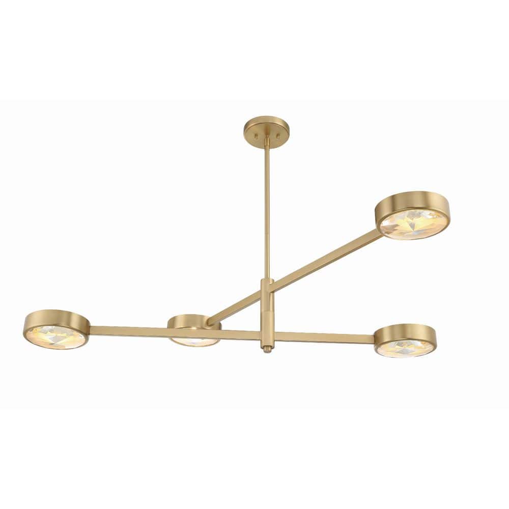 Modern Gold 4-Light Chandelier with Clear Glass Shades