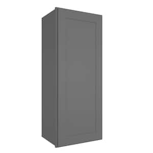 Newport Shaker Gray Ready to Assemble Wall Cabinet with 1-Door 3-Shelves (15 in. W x 42 in. H x 12 in. D)