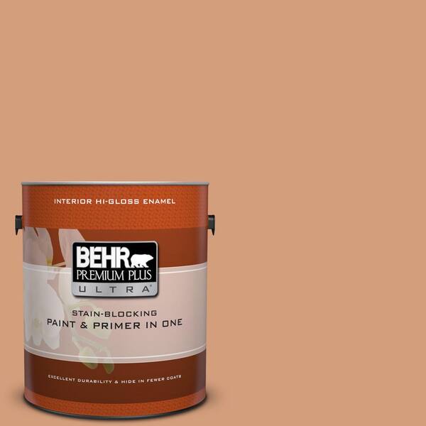 BEHR Premium Plus Ultra 1 gal. #T12-4 Darlin Clementine Hi-Gloss Enamel Interior Paint and Primer in One