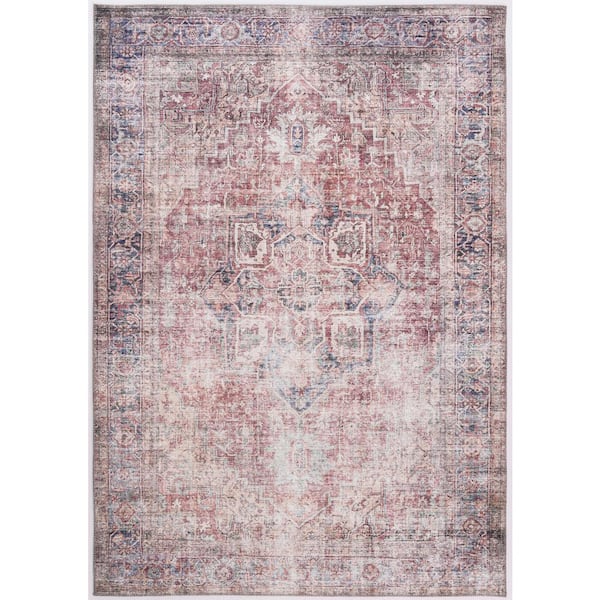 Abani Paloma Brick 5 ft. 3 ft. x 7 ft. 6 in. Distressed Polyester Area Rug