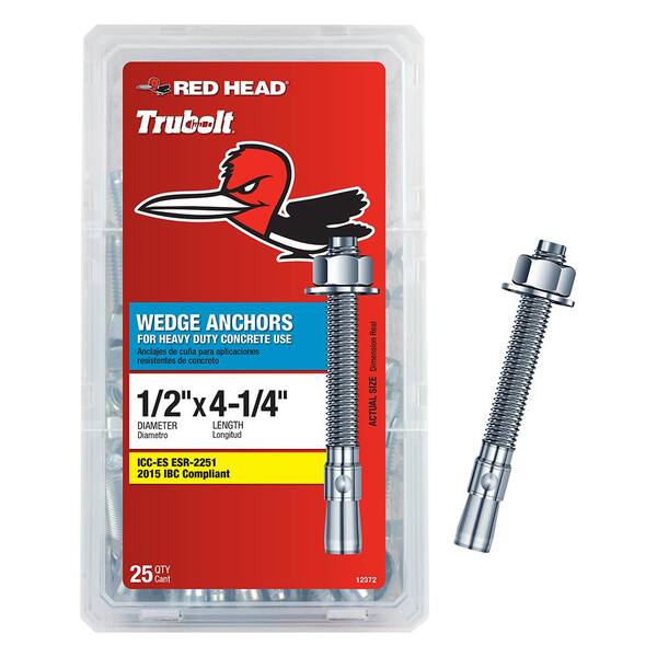 Wedge Bolt 1/2” x 4” Concrete Screw Anchor Zinc Plated Powers Fasteners 50/B 
