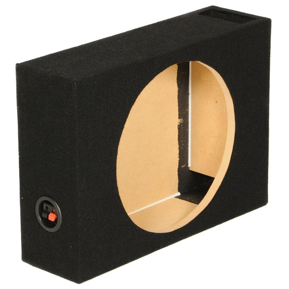 Q POWER Single 10 in. Vented Shallow Subwoofer Sub Box Enclosure - The Home Depot