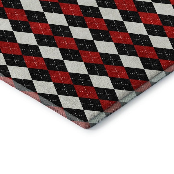 Mayfield Premium Machine Washable Abstract AMF1812 Black 2 ft. 3 in. x 7 ft. 6 in. Runner Rug