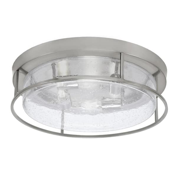 Unbranded Ashland 18 in. 4 Light Brushed Nickel Flush Mount with Clear Bubble Glass Shade No Bulbs Included